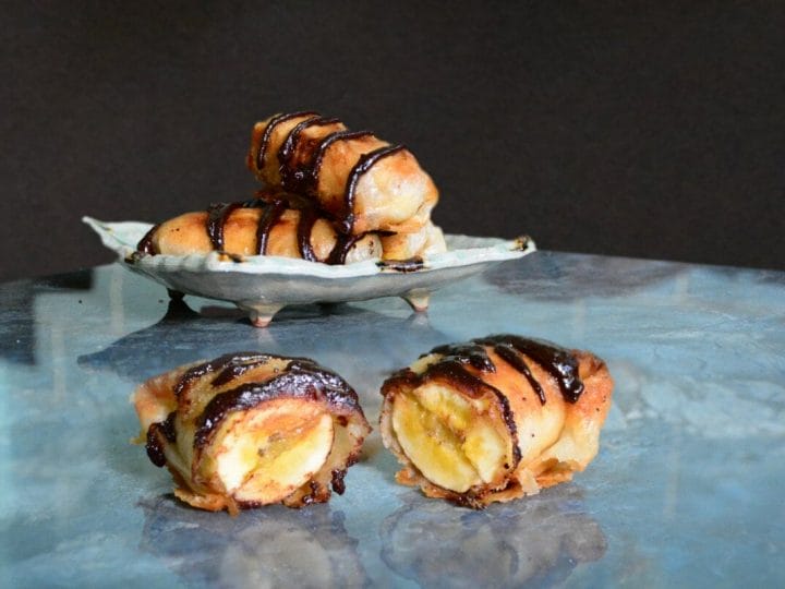 turon with tablea sauce filipino snack