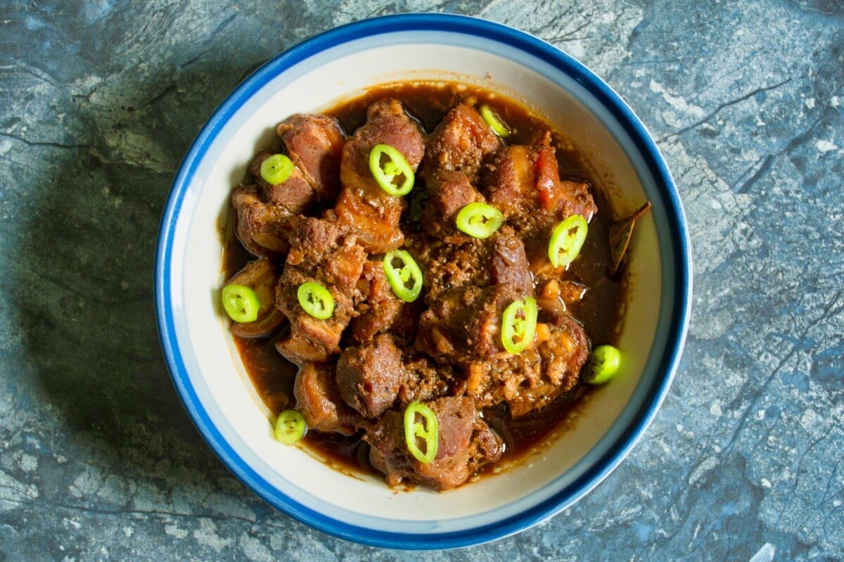 pork adobo with spicy peppers narrow