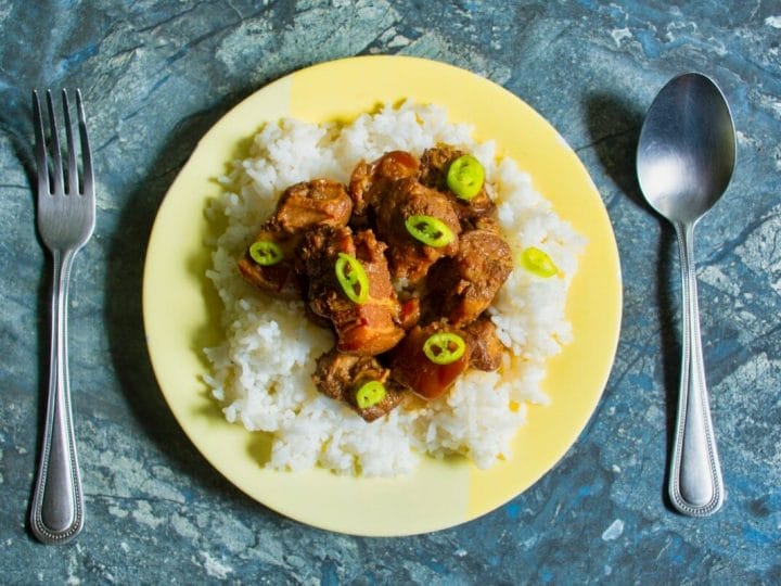 Filipino sweet pork adobo with rice