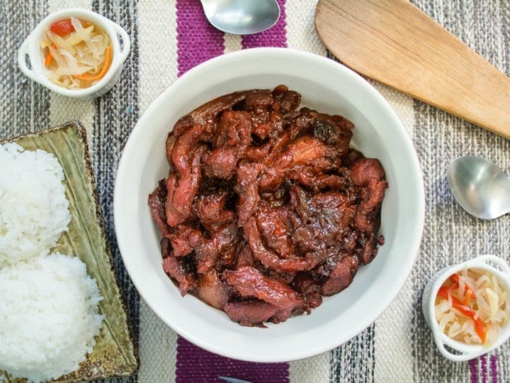 Tocino With Steamed White Rice And Atchara