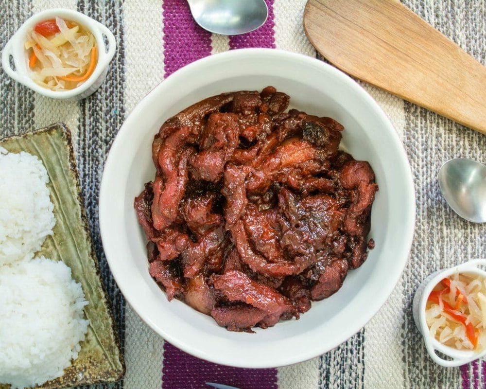 Tocino With Steamed White Rice And Atchara