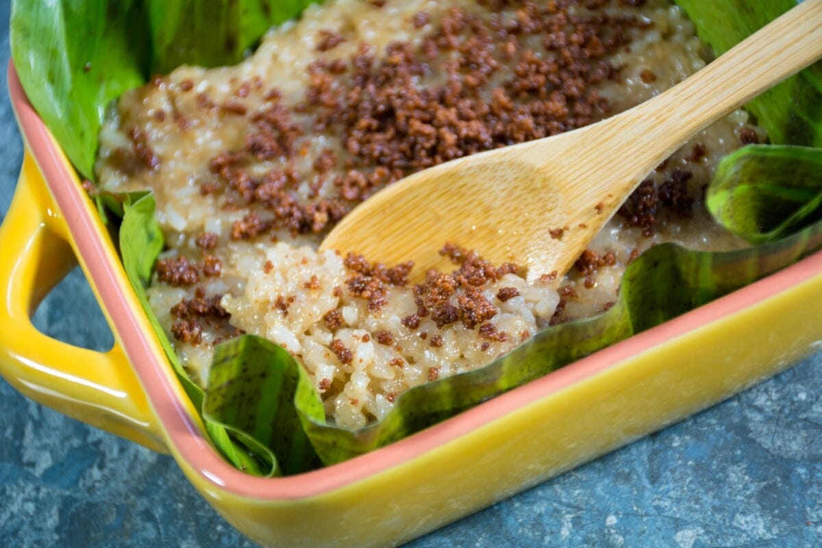 Spoon With Sticky Rice And Coconut Caramel