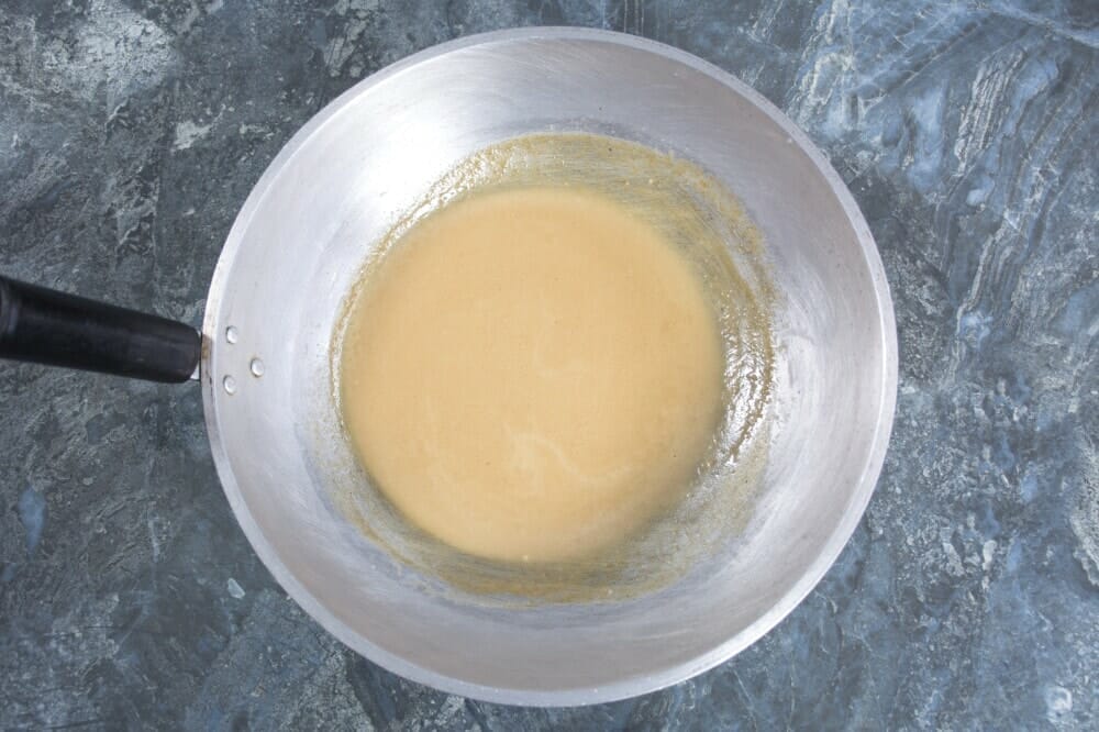 Biko with latik preparation step 2 Mix Milk And Brown Sugar For Caramel