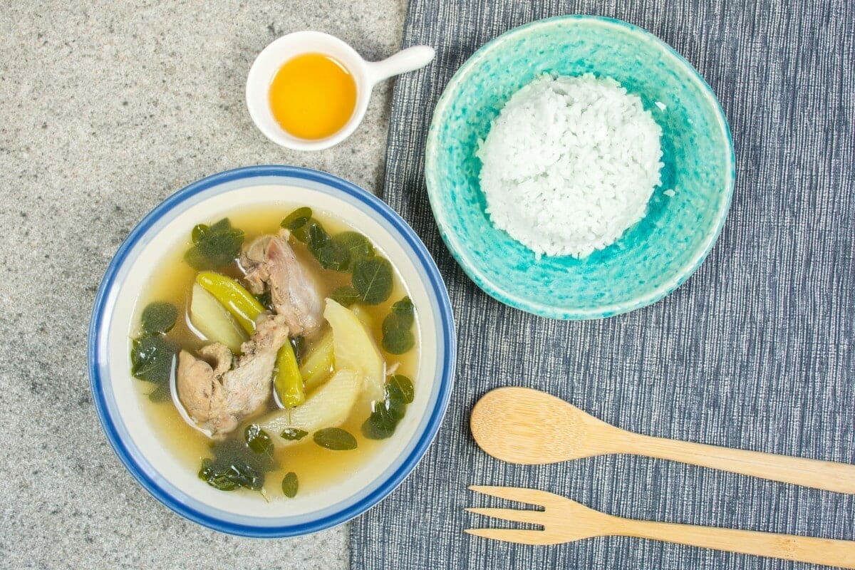 Chicken Tinola Recipe - Filipino Chicken and Green Papaya Soup with Rice