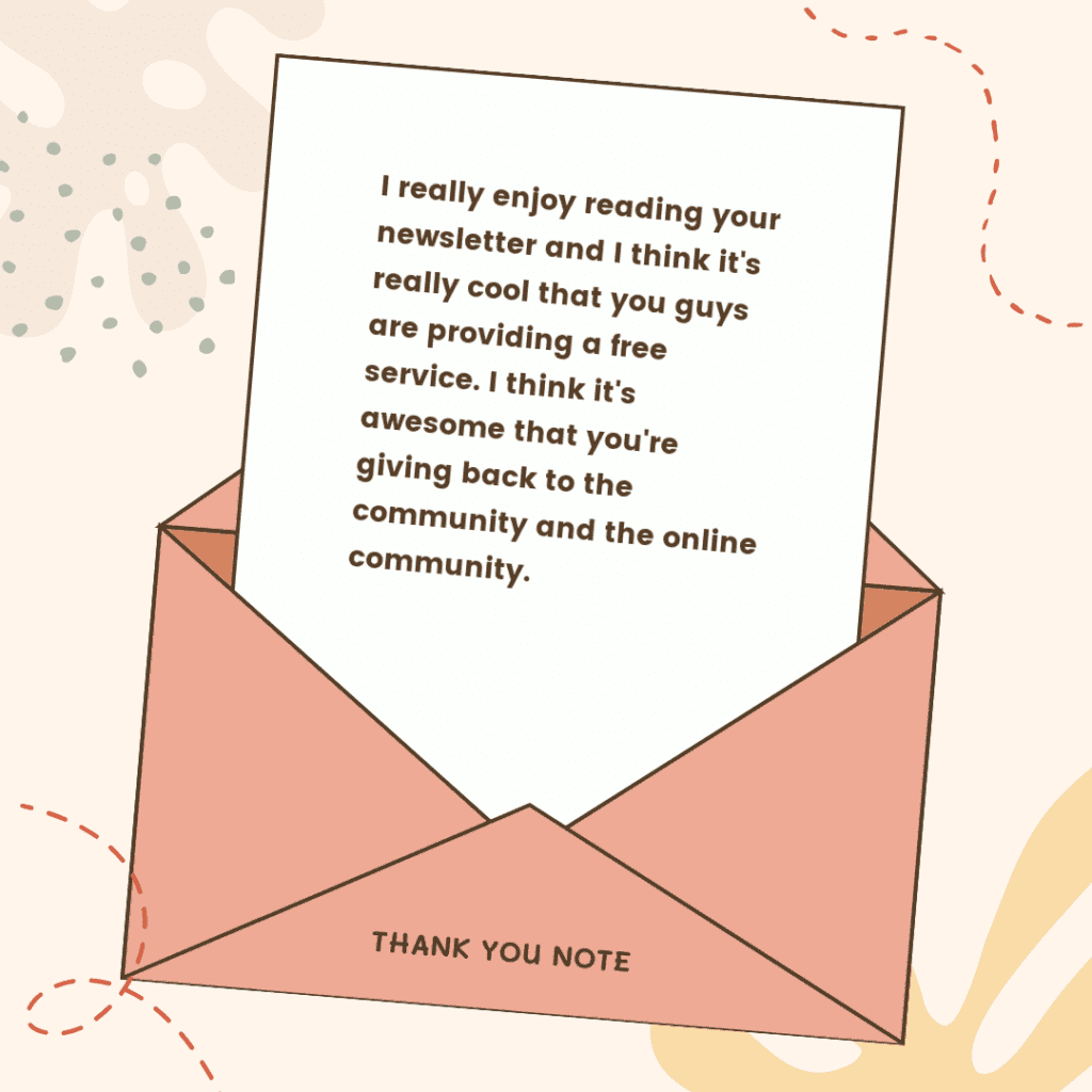 thank you for the newsletter
