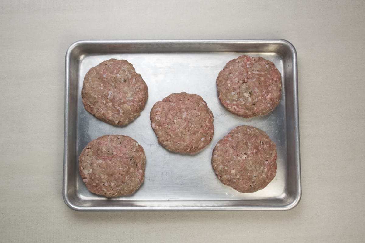 beef patty step 2 flatten meat to circles