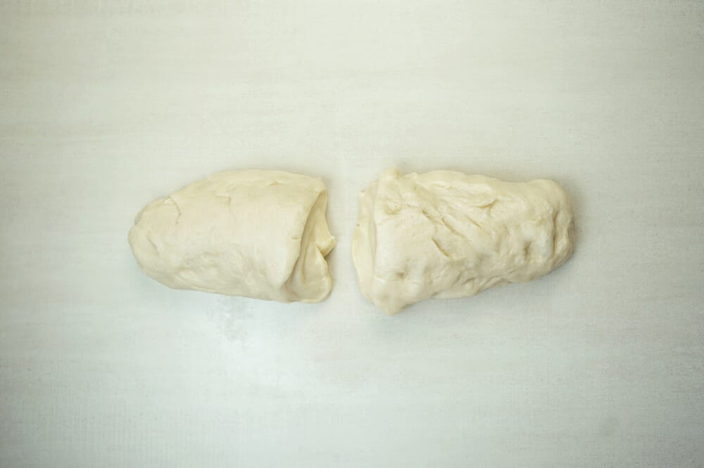 arrange step 1 cut risen dough in half