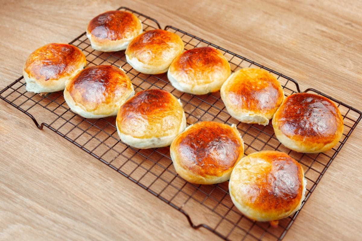 baking tray of filipino bread pan de coco