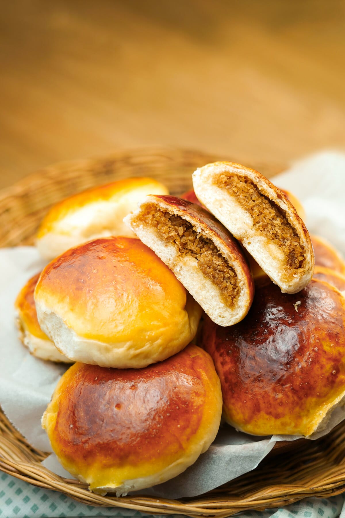 slices of pan de coco filipino bread roll