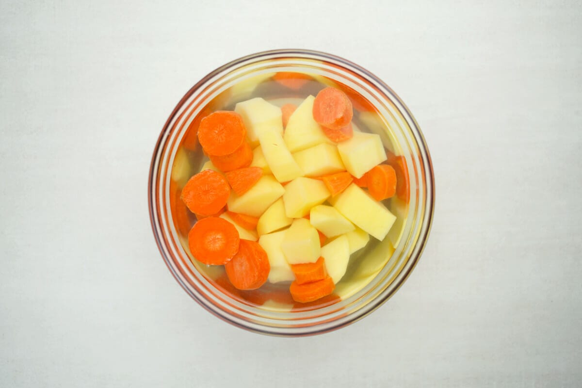 step 2 chop carrots potatoes