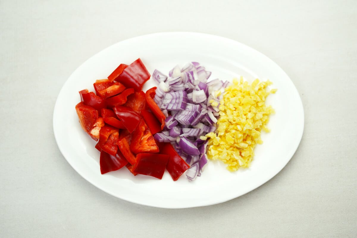 step 3 chop peppers onion garlic