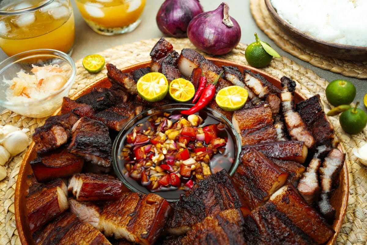 filipino food called pork liempo inihaw na liempo
