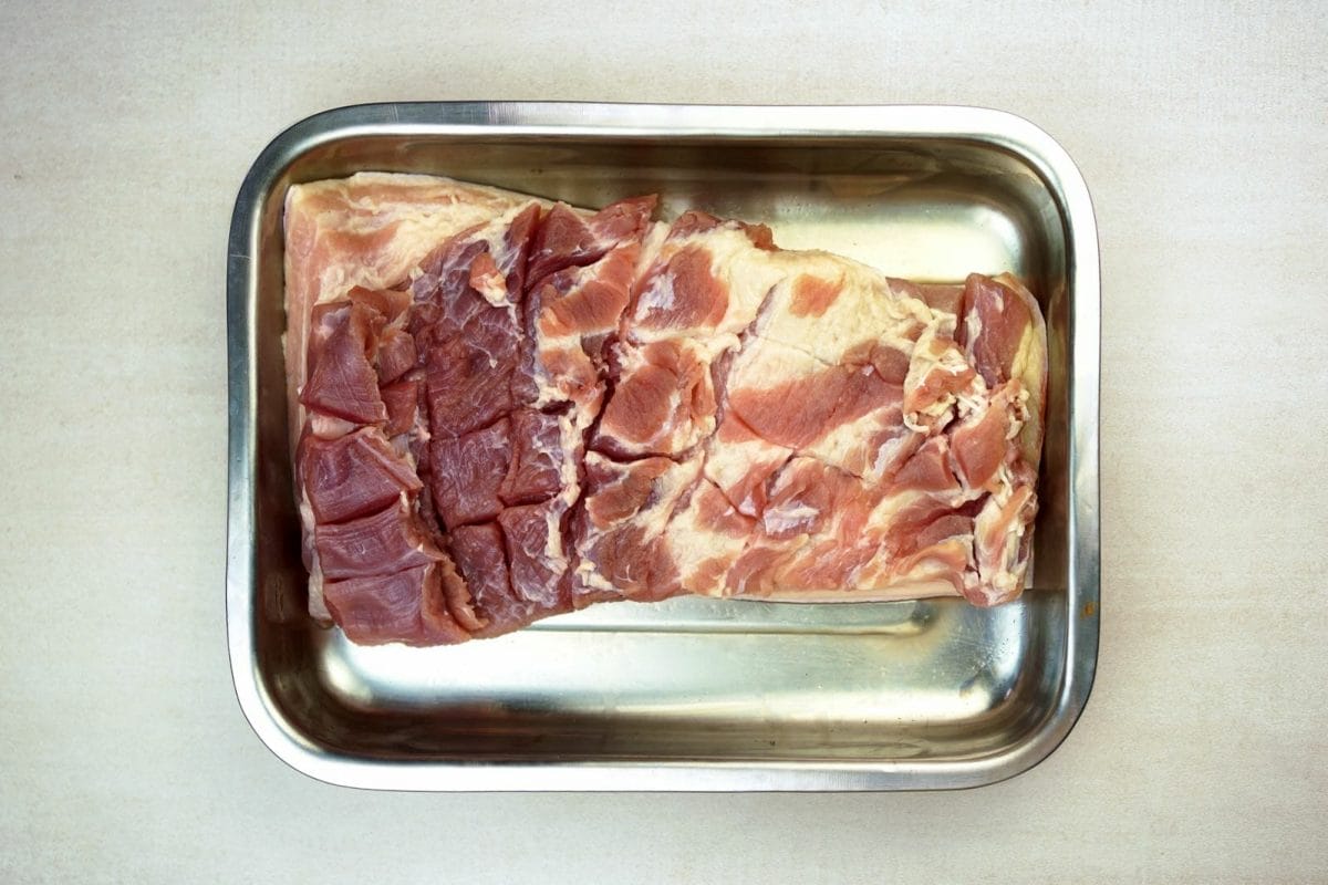 Step 2 add crisscross slits or indents on the meat side