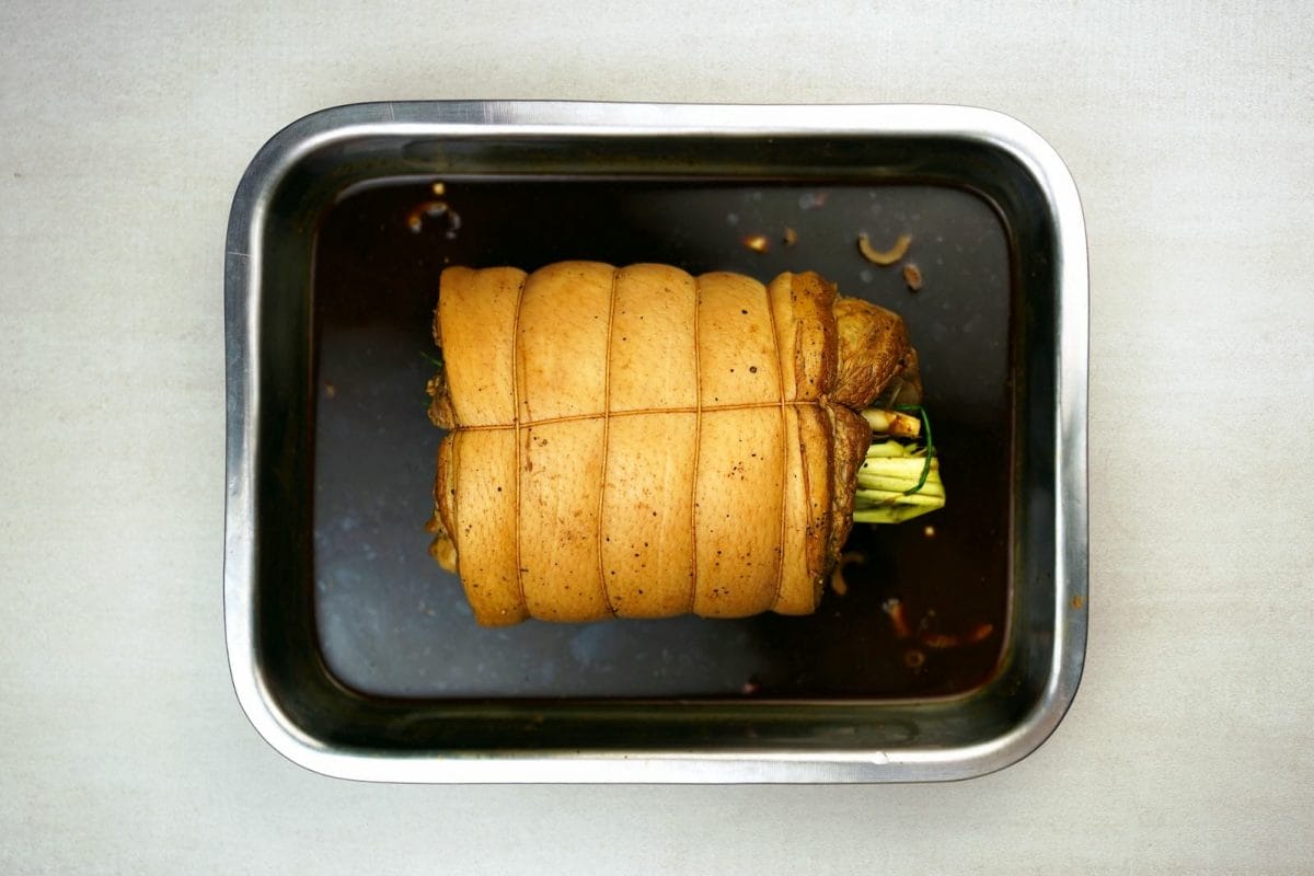 Step 6 Rolling and tying pork belly